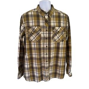 5.11 Tactical Men's Plaid Long Sleeve Cotton Snap Shirt Large Brown Green Large